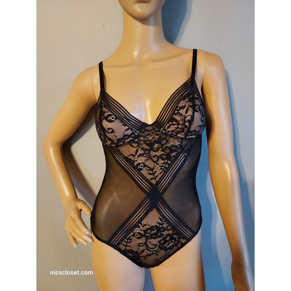 Black Teddy Laced Bodysuit Adore Me XS